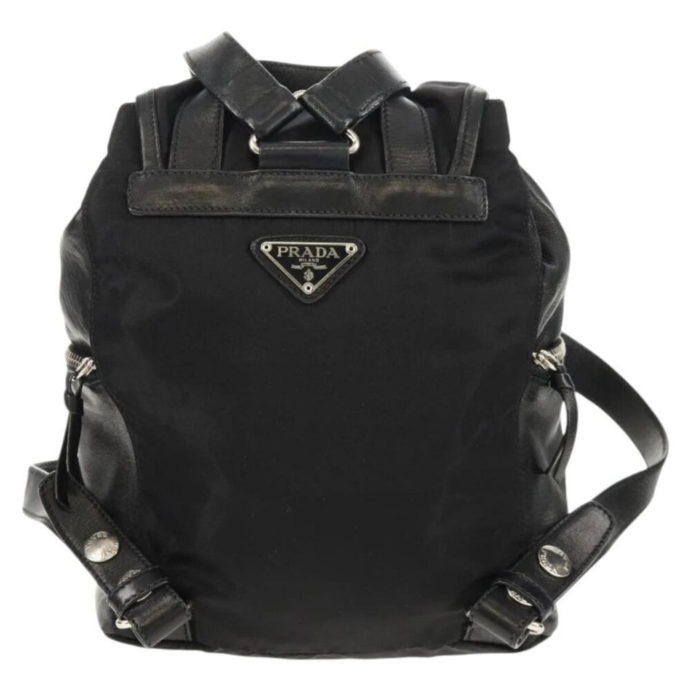 PRADA Backpack Nylon Leather Black Silver Auth - Picture 2 of 16
